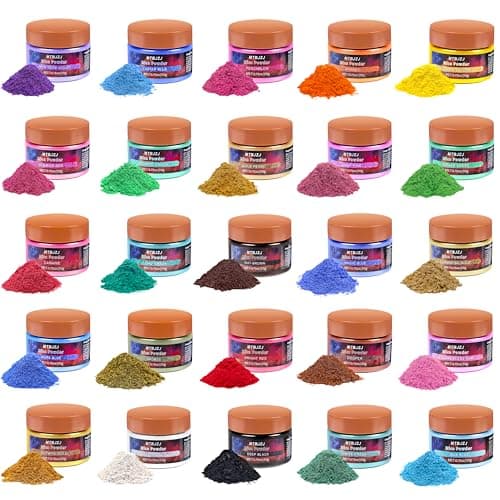 MTBJZJ Mica Powder for Resin, 25 Colors - 20g/Bottle Epoxy Resin Color Pigment, for Candle Dye, Lip Gloss Pigment, Soap Making, Slime Colorant, Paint, Bath Bombs, Nail Polish and Eye Shadow - Image 1