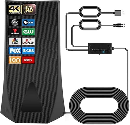 TV Antenna for Smart TV Indoor – Dual Mode Amplified TV Antenna, 4K 1080P Indoor Antenna with Adjustable Gain Switch, Light Magnetic Base, Signal Booster, Free Local Channels - Image 1