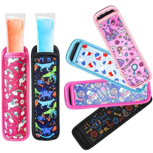 Amintiri Popsicle Holder for Kids, 6 Pieces Anti-Freezing Neoprene Sleeves, Cute Ice Pop Holder, Reusable Washable for Boys Girls - Image 1