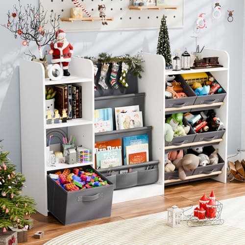 IKALIFE Kids Toy Book Storage Organizer - Large Bookshelf with 7 Removable Bins, Baby Bookshelf and Toy Storage, 4-Tier Book Shelf for Kids Room, Playroom, Classroom, 51 inch, White - Image 1