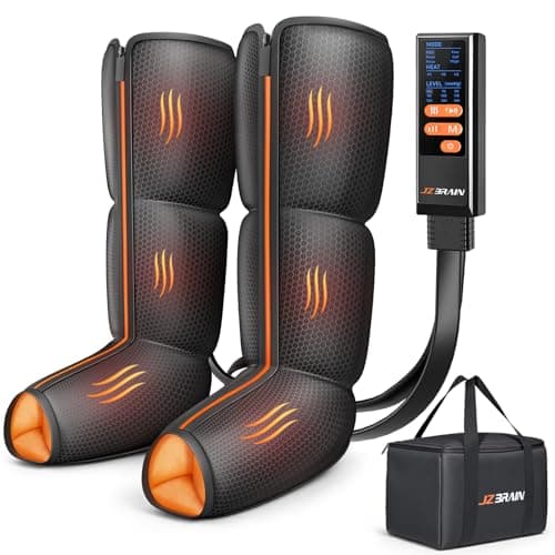 JZBRAIN Leg Massager with Heat and Compression for Circulation and Pain Relief, Foot and Calf Compression Massager for Minor Discomfort, 9 Intensity, 6 Modes, 3 Heating - Image 1