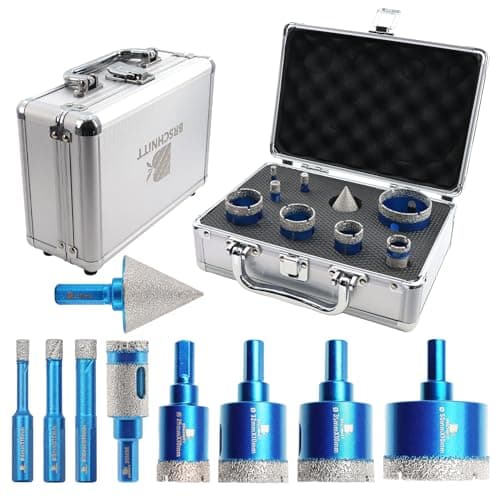 Diamond Core Drill Bit Set - BRSCHNITT Diamond Hole Saw Kit for Porcelain Tile Ceramic Marble Granite Drilling Triangle Shank(6/8/10/25/32/35/50mm&20 Finger bit&35 Chamfer bit). - Image 1