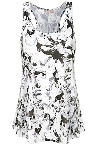 Miusey Sleeveless Workout Tops for Women Summer Tank Tops Flowy Yoga Shirts Exercise & Fitness Shirts Long Length Athletic Tops Women Loose Fit Tie Dye Shirt Women White Flower X-Large - Image 1