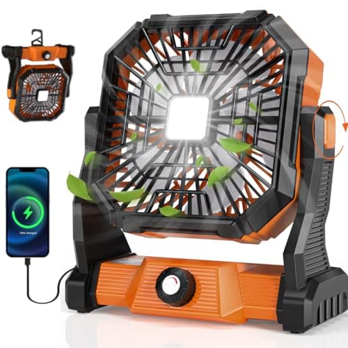 Portable Camping Fan,20000mAh Rechargeable Battery Powered Fan with LED Lantern, USB-C Battery Operated Fans,Ultra Quiet, for Outdoor Indoor Use,Travel, Tent,Beach, Picnic,Barbecue, Fishing,Home - Image 1