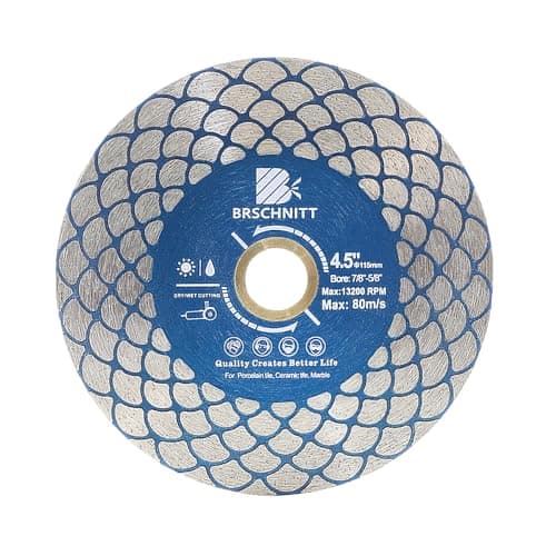 Diamond Saw Blade Tile Cutting Disc 4 1/2 inch - BRSCHNITT for 7/8”- 5/8” Arbor Angle Grinder for Cutting Grinding Porcelain Ceramic Marble Artificial Stoneware - Image 1