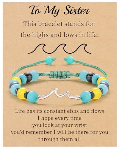 Sistble Gifts for Sister, Sister Gifts from Sisters Wave Bracelet for Women Birthday Gift Colorful Beaded Bracelets Friendship Inspirational Gift Beaded Jewelry - Image 1