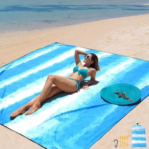 AISPARKY Beach Blanket Waterproof Sandproof Extra Large, Oversized Beach Mat, Quick Drying&Compact&Lightweight, Picnic Blankets Vacation Essentials for Outdoor Beach Camping (79" X 83" (4 Person)) - Image 1