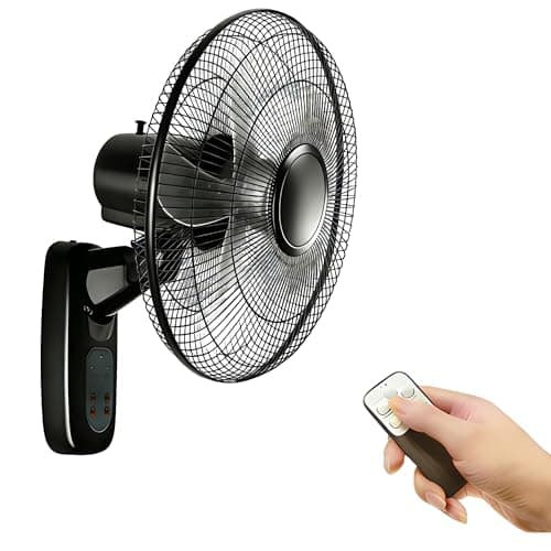 Aottop 16 inch Wall Mount Fan with Remote Control - 3-Speed and 3 Modes, Timer Function, Adjustable Head, Oscillating Fan for Home and Office - Black - Image 1