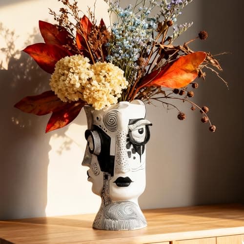 U WONDERFUL Face Vase - Flower Vase Unique, Funny Cool Abstract Art Decor Vase for Plants, Boho Flower Vase for Home Living Room Office Book Shelf - Image 1