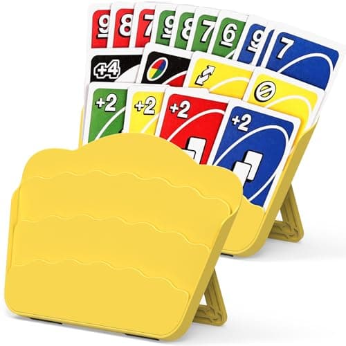 Tenyond Card Holders for Playing Cards - 2 Pack Playing Card Holder w/Foldable Stand for Stocking Stuffer, Travel Game, for Senior, Little or Arthritis Hand, UNO, Poker, or Holiday Game Night, Yellow - Image 1