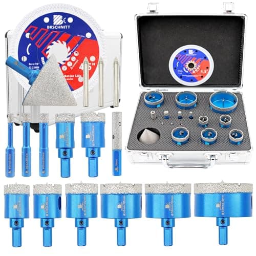 BRSCHNITT Diamond Tile Hole Saw Kit with Pilot Bit - (6-65mm) Dry Diamond Core Drill Bit Triangle Shank&Tile Blade for Porcelain Tile Ceramic Stone Granite Marble - Image 1