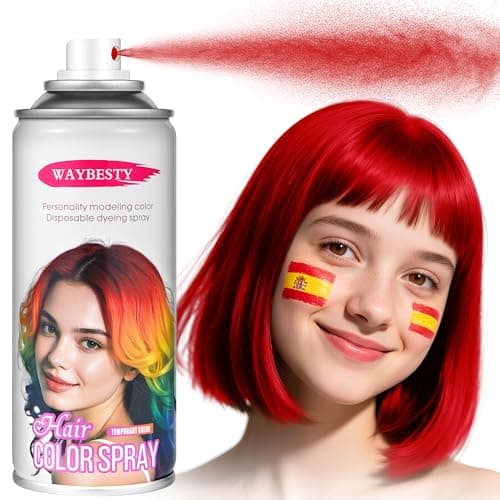 Waybest Red Hair Spray Temporary, Washable Red Hair Color Spray for Women, Men, One-Day Hair Dye, Natural Hair Spray Strong Style for World Cup 2026, Party, Cosplay, Party, Christmas (Red 120ml) - Image 1