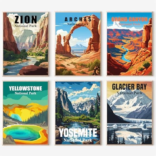 igoodom 6 Pack Paint by Numbers for Adults, 25x35cm DIY Acrylic Canvas Painting Kit, National Park Paint by Number Set for Beginners & Home Wall Decor - Image 1