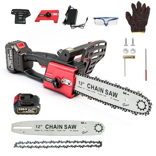 12" Brushless Chainsaw,Cordless Electric Chainsaw with 21V 3.0Ah Battery and Charger, Lightweight Portable Battery Powered Chainsaw for Tree Trimming and Wood Cutting - Image 1