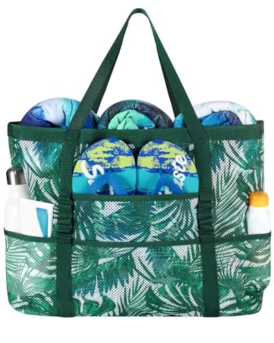 DOFOWORK Beach Bags for Women - Extra Large Mesh Beach Bag with 9 Pockets, Lightweight Beach Bags for Family Vacation - Image 1