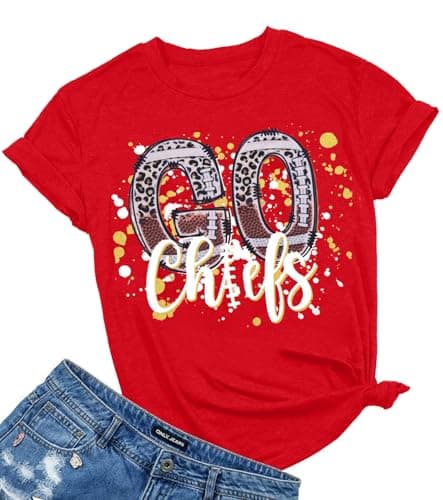 Football Shirts for Women Game Day Tshirt Vintage Leopard Soccer Splatter Graphic Tee Team Fan Gifts Tops - Image 1