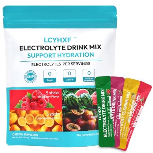 LCYHXF Electrolytes Powder Packets | Sugar Free, 0 Calorie Rapid Hydration Packets | Keto Friendly, Vegan, Non-GMO | Lemon Lime, Passion Fruit, Raspberry, Watermelon -20 Sticks - Image 1