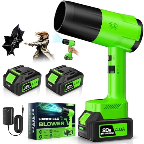 Leaf Blower Cordless, Handheld Leaf Blower with 2 X 4.0Ah Battery and Charger, 6 Speed Modes, Lightweight Blowers for Lawn Care, Patio, Yard, Dust,Blowing Leaves,Snow - Image 1