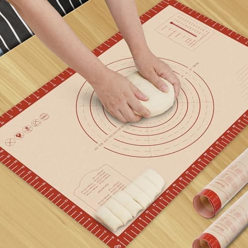 HOTEC Silicone Baking Mat - 26x16 Thickened Pastry Dough Mat with Measurement Non-Stick For Dough Rolling, Bread, Oven Liner, Kitchen Counter, Fondant/Pie Crust - Image 1