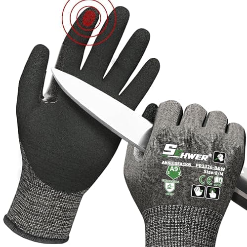 Schwer ProGuard High Level Cut Resistant Work Gloves PR3326 for Extreme Protection,ANSI A9 Cut Gloves with Reinforced Thumb, Non Slip, Breathable, Durable, Touch-screen, Black 1 Pair(M) - Image 1