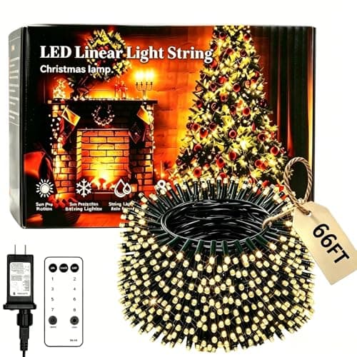 Ecoeve Christmas String Lights, 8 Modes Twinkle Fairy Lights Indoor Outdoor, Remote Control with Timer Function, 66FT 200 LED Warm Glow Hanging Twinkle Lights for Porch - Image 1