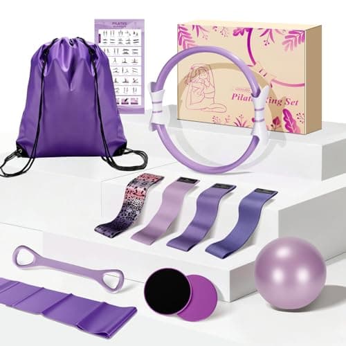 LZCDUDU Pilates Kit for Women, 14.5 in. Pilates Ring with Sliding Discs & Leopard Band, Complete Home Pilates Kit for Beginners, Versatile Pilates Equipment for Strength and Flexibility - Image 1