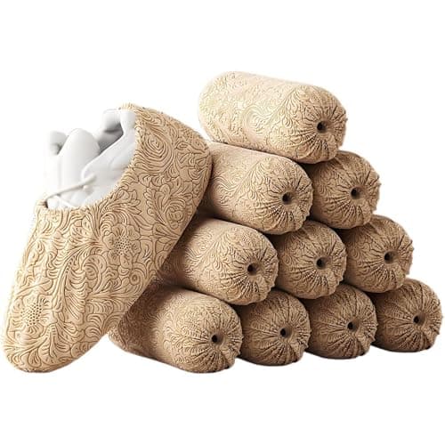 Disposable Non-Slip Shoe Covers Non-woven cover shoesWaterproof Recyclable Booties, Protector for Construction,Offices,Indoor Floor Carpet,One Size Fits All - 50 Pack (25 Pairs) (Brown) - Image 1