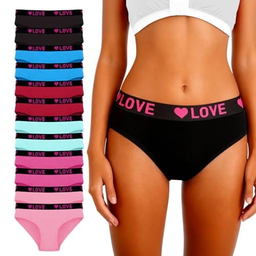 Tuvuye Plus Size Women's Cotton Underwear 12 Pack,Soft Breathable Everyday Hipster Briefs,6 Colors,Size S-5XL - Image 1