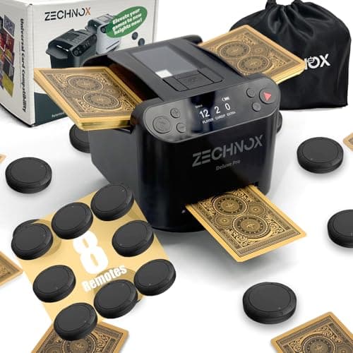 New Smart 3-in-1 Automatic Card Shuffler and Dealer,Programmable Card Dealer,Card Shuffler 2 Deck,360° Rotation,Ultra Quiet,Rechargeable,Support 12 Players (8 remotes+Carry Bag) - Image 1