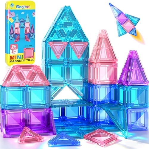 Soyee Mini Magnetic Tiles Kids Toys Travel Essential Games Magnet Building Blocks STEM Sensory Educational Toys for 3 4 5 6 7 8+ Year Old Boys Girls Christmas Birthday Gifts - Image 1