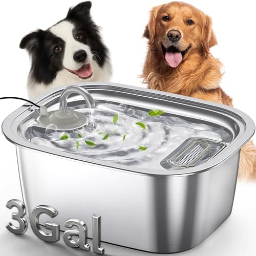 PETDOTT 3Gal/11L Dog Water Fountain, Stainless Steel Large Automatic Pet Water Dispenser, Ultra-Quiet Leak-Proof Drinking Bowl for Big Dogs & Multiple Pets