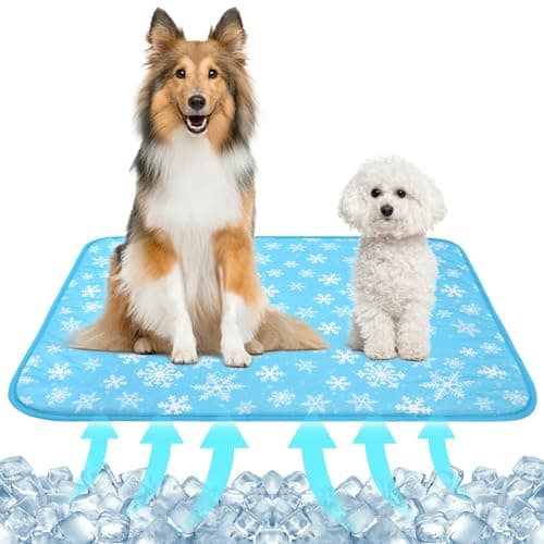 NACOCO Summer Pet Cooling Mat - Cat Dog Cushion Pad Sleeping Cool Snowflake Comfortable Soft for Pets Kids and Adults (Blue Snowflake, L)