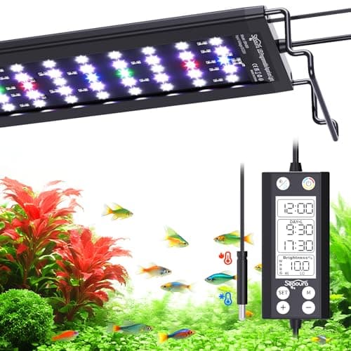 SEAOURA Aquarium LED Light with Thermometer, 24-30in Full Spectrum Lights for Fish Tank, 24/7 Programmable with Power Off Memory, WRGB Custom, 20 Level Dimmable Brightness for Freshwater Aquariums