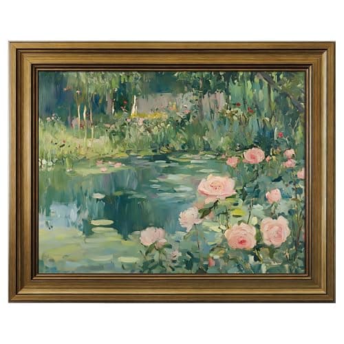 HISPACE Rose Framed Canvas Wall Art,8x10 Inch Vintage Floral Painting for Bedroom Dorm Apartment Classroom Decor,Aesthetic Gift for Women Friends and Family - Image 1