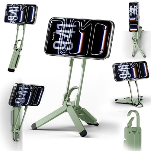 COMAN DP58 Magnetic Phone Tripod, Aluminum MagSafe Tripod Stand with Carabiner, Mini Portable Travel Pocket Stand for iPhone & Non-Magnetic Phones with Included Ring - Image 1