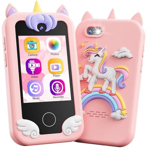 KOKODI Kids Smart Phone Toys, Birthday Gifts Unicorn Toddler Play Phone for Girls 3-10, Touchscreen HD Dual Camera Cell Phones for Kids, Travel Toys Preschool Learning Toy for Kid with 8GB SD Card - Image 1