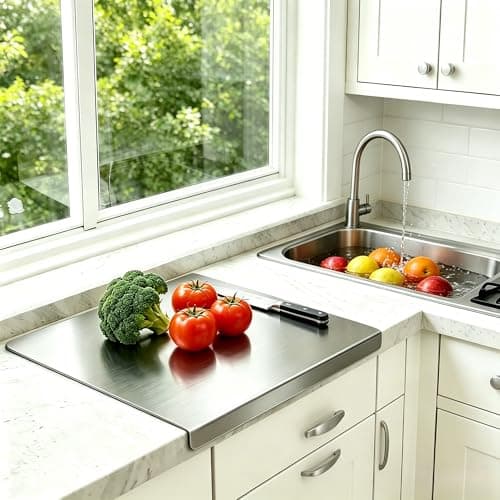 Square Double Sided Stainless Steel Cutting Board with Lip(15.7'' x 15.7'') - Image 1