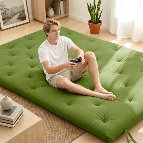 Syrinx Japanese Floor Futon Mattress Twin Size 75"x39", Thicken Foldable Lazy Floor Bed for Adults, Roll Up Lounger Tatami Sleeping Mat, Water Resistant Futon Tatami Mattresses for Home, Travel. - Image 1