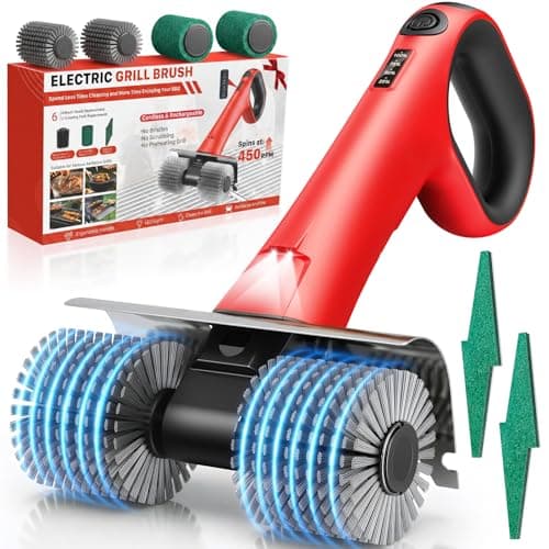 NeatLt Electric Grill Brush for Outdoor Grill, Cordless BBQ Grill Cleaner with Dual Rotating Heads, 450 RPM Motorized Grill Cleaning Brush with Forward & Reverse, 6-Piece Replaceable Brush Set - Image 1