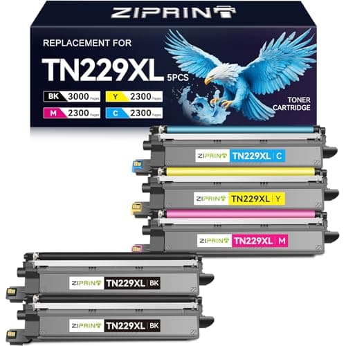 ZIPRINT TN229 TN229XL Toner Cartridges Compatible Replacement for Brother MFC-L3780CDW Toner Cartridges MFC-L3720CDW HL-L3280CDW HL-L3220CDW HL-L3300CDW HL-L3295CDW Printer (TN229XL 5 Pack) - Image 1