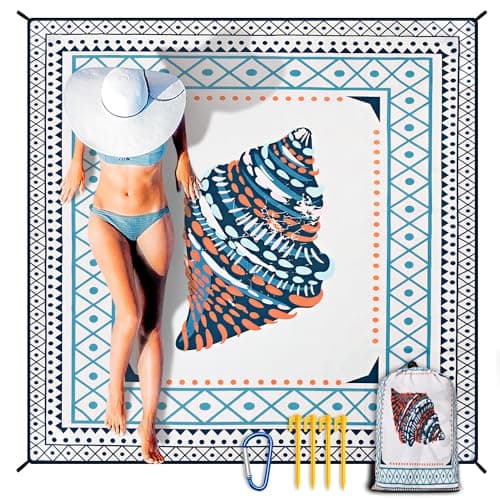 HIHOHO Beach Blanket Waterproof Sandproof Extra Large Beach Mat 79" X 83"/120"x108"for 1-8 Adults Quick Drying Durable Outdoor Picnic Mat for Beach Travel Camping Hiking - Image 1