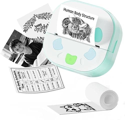 GeekWavix Mini-Sticker-Printer, D21-Protable Thermal Photo Sticker-Maker-Machine: DIY Bluetooth Impresora Portátil for Journaling Supplies, Notes, Kids Gift (Blue) - Image 1