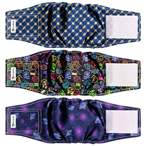 GIXSEGIE Reusable Dog Diapers Male, Washable Premium Belly Bands for Male Dogs-Pack of 3, High Absorbing Medium Dog Wraps, for Doggie & Puppy in Incontinence or Excitable Urination and Training (L) - Image 1