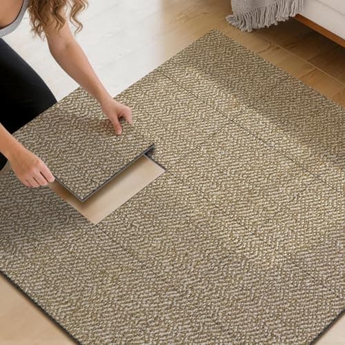 MatMaven Kitchen Rugs, 12"x12" Super Absorbent and DIY Square Kitchen Mats, 6 Picecs Soft Kitchen Floor Mat,Non Slip Machine Washable Rug for Bedroom,Office,Sink,Laundry,Carpet Mats,Beige - Image 1
