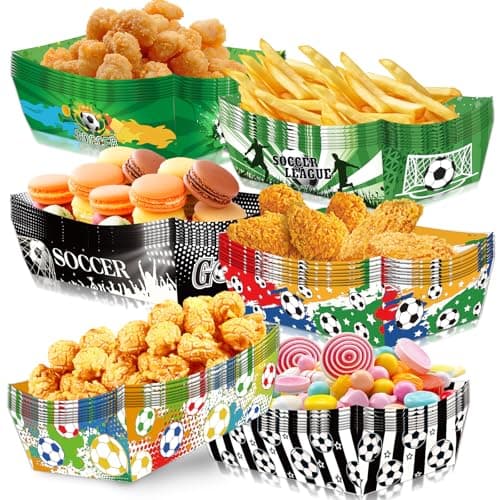 TOLGOE Soccer Party Supplies Decorations 2026-48 PCS Disposable Paper Food Trays for World Cup Game Day, Soccer Themed Plates for Popcorn, Nachos, Fries, Hot Dogs - Image 1