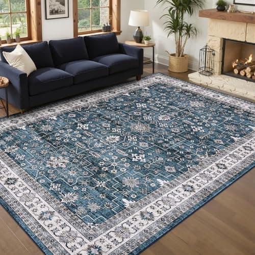 GarveeHome 5x7 Area Rug Vintage Tribal Washable Rugs for Living Room Bedroom, Soft Low Pile Non Slip Accent Floor Mat Oriental Print Throw Rug Indoor Carpet Dining Room Playroom - Image 1