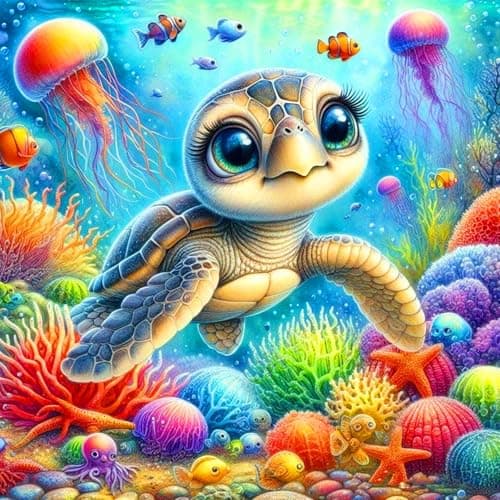 ijbnhd Cute Turtle Diamond Painting Kit for Adults, Sea Turtle Diamond Art Kits for Beginners, Full Drill Round Gem Art Diamond Painting for Home Wall Decor Gift 14x14inch - Image 1