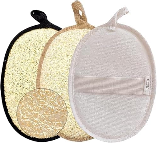 Natural Loofah Sponge Set of 3 - Egyptian Exfoliating Body Scrubber for Shower & Bath,3 Colors for Family Personal Care | Large Versatile Body Sponges for Shower,Bath Scrubber & Exfoliator Gift Set - Image 1