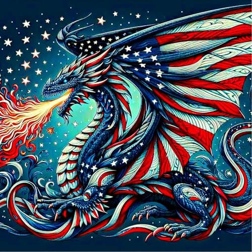 igoodom Independence Day Diamond Art Kits for Adults, July 4th Diamond Painting Kit, Full Drill Round Dragon Diamond Art Kits, DIY Gem Art and Crafts for Home Wall Decor Gift 14x14inch