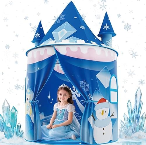 Skirfy Princess Play Tent, Frozen Toy for Girls, Ice Castle Kids Tent Indoor and Outdoor, Large Imaginative Playhouse for Toddler 3+,Christmas Birthday Thanksgiving Gift for Girls-64.2*41.3*41.3 inch - Image 1